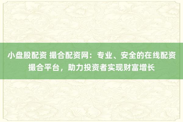 小盘股配资 撮合配资网:专业、安全的在线配资撮合平台,助力投资者实现财富增长