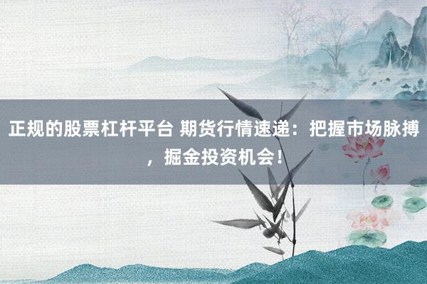 正规的股票杠杆平台 期货行情速递：把握市场脉搏，掘金投资机会！