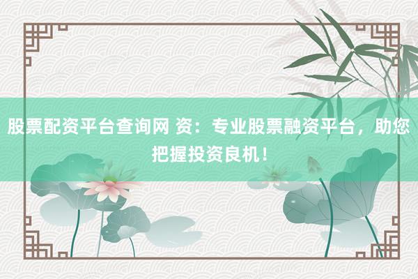 股票配资平台查询网 资：专业股票融资平台，助您把握投资良机！