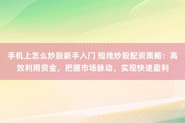 手机上怎么炒股新手入门 短线炒股配资策略：高效利用资金，把握市场脉动，实现快速盈利