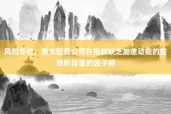 风控专栏:南京配资公司在指数缺乏加速动能的整理阶段里的因子拥