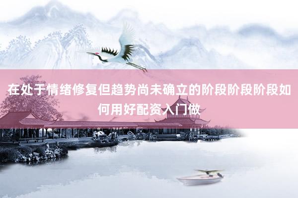 在处于情绪修复但趋势尚未确立的阶段阶段阶段如何用好配资入门做