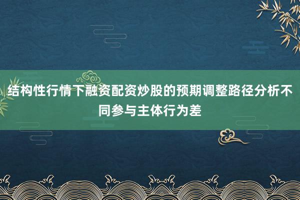 结构性行情下融资配资炒股的预期调整路径分析不同参与主体行为差