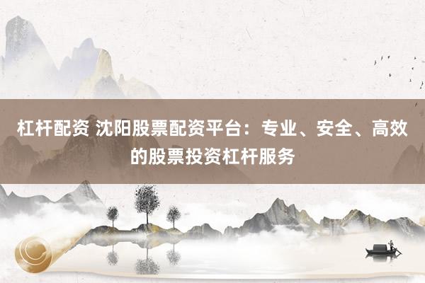 杠杆配资 沈阳股票配资平台：专业、安全、高效的股票投资杠杆服务