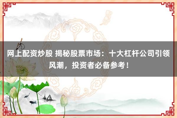 网上配资炒股 揭秘股票市场：十大杠杆公司引领风潮，投资者必备参考！