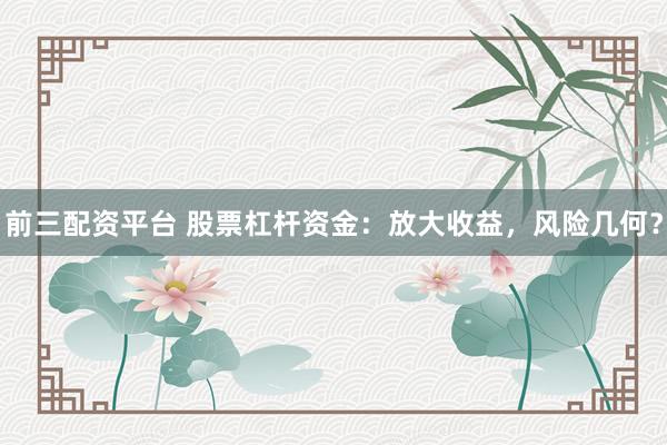 前三配资平台 股票杠杆资金:放大收益,风险几何?