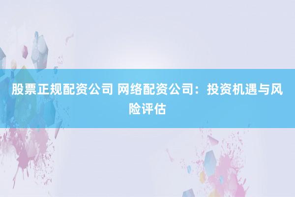 股票正规配资公司 网络配资公司：投资机遇与风险评估