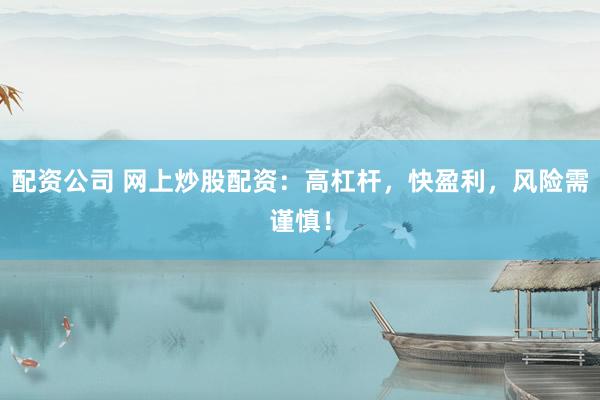 配资公司 网上炒股配资：高杠杆，快盈利，风险需谨慎！