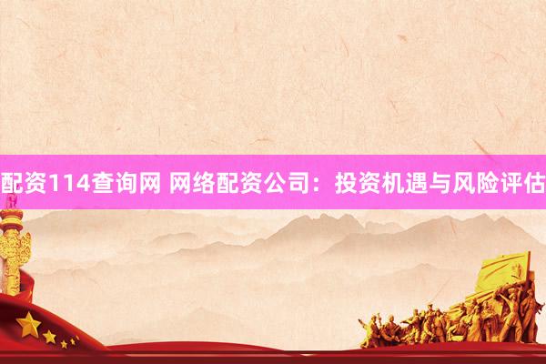 配资114查询网 网络配资公司：投资机遇与风险评估